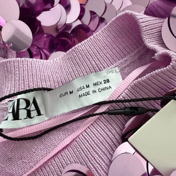 Zara Pink Barbie Spangle Cocktail Party Mini Dress NEW M - Picture 11 of 16